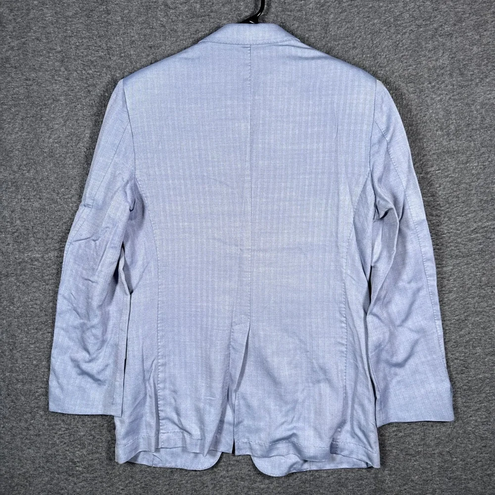 Versace Collection‎ Blazer Mens 52IT(42) Blue Silk Wool Herringbone Unstructured